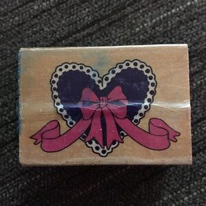 Heart and Bow wooden Stamper